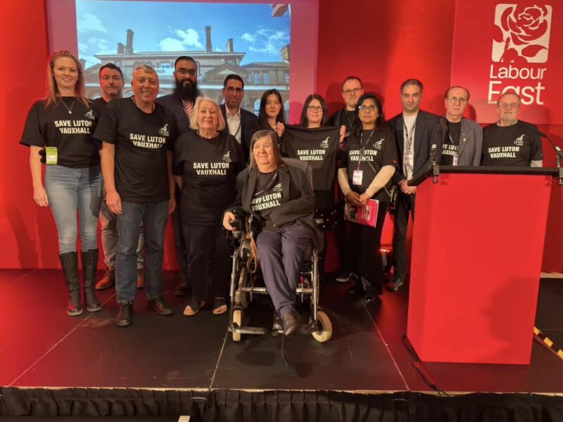 Rachel Hopkins MP with Sarah Owen MP, Luton Labour councillors and Unite the Union reps