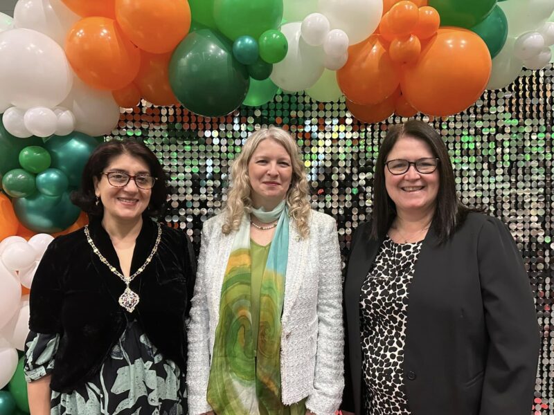 Rachel Hopkins MP with Deputy Irish Ambassador Orla McBreen and our Lady Mayor, Cllr Tahmina Saleem