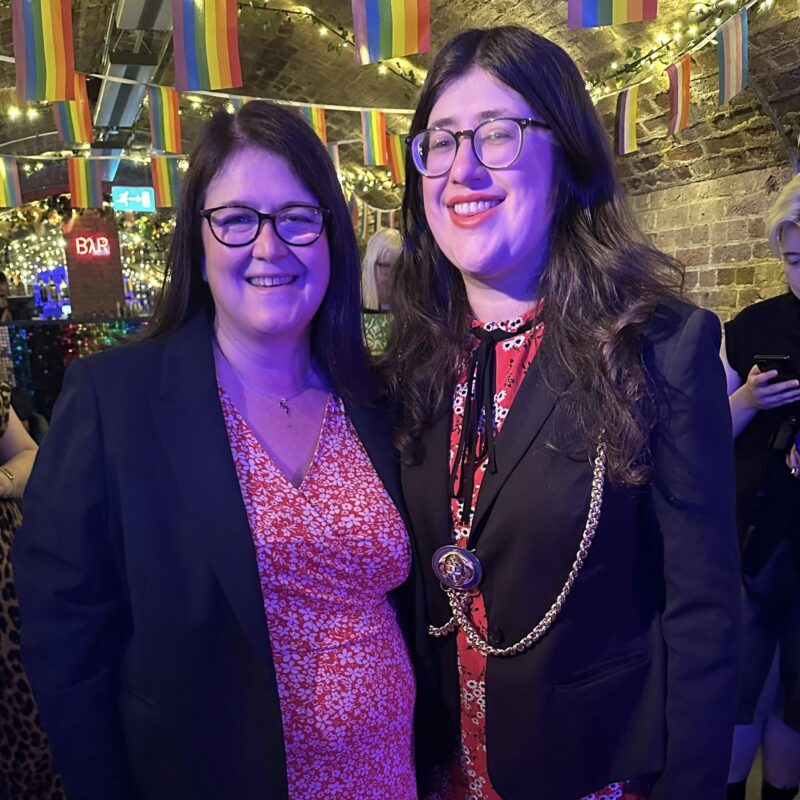 Rachel Hopkins MP and Mayor of Luton Councillor Amy Nicholls at Pride launch event