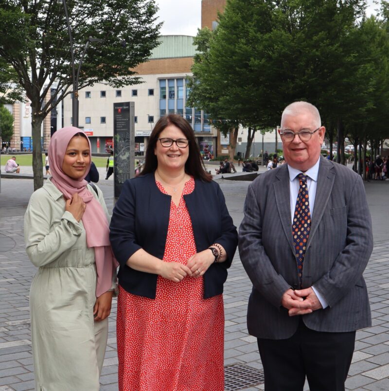 Rachel Hopkins MP with Labour PCC and Deputy PCC for Bedfordshire John Tizard and Umme Ali