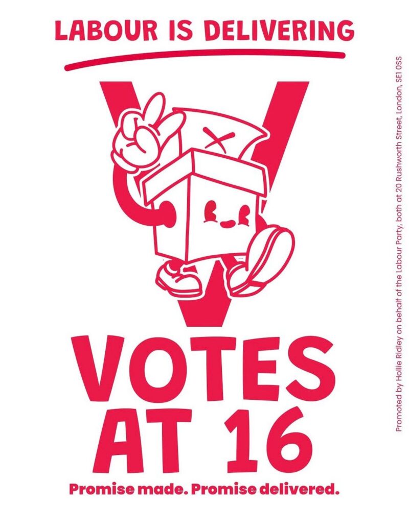 Labour is delivering votes at 16 - Labour Party graphic