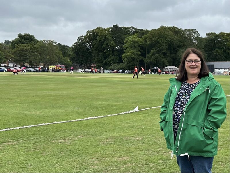 Rachel Hopkins MP at the Cricket for CALM charity match