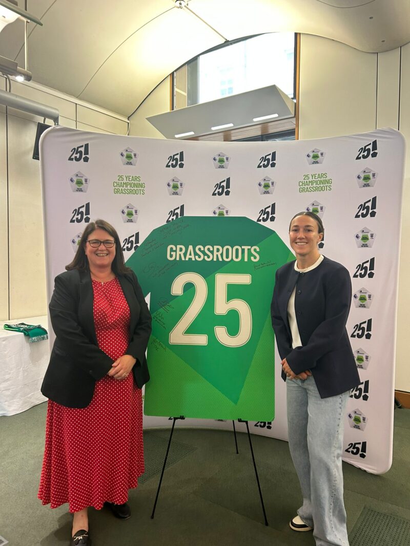 Rachel Hopkins MP with Lucy Bronze in Parliament