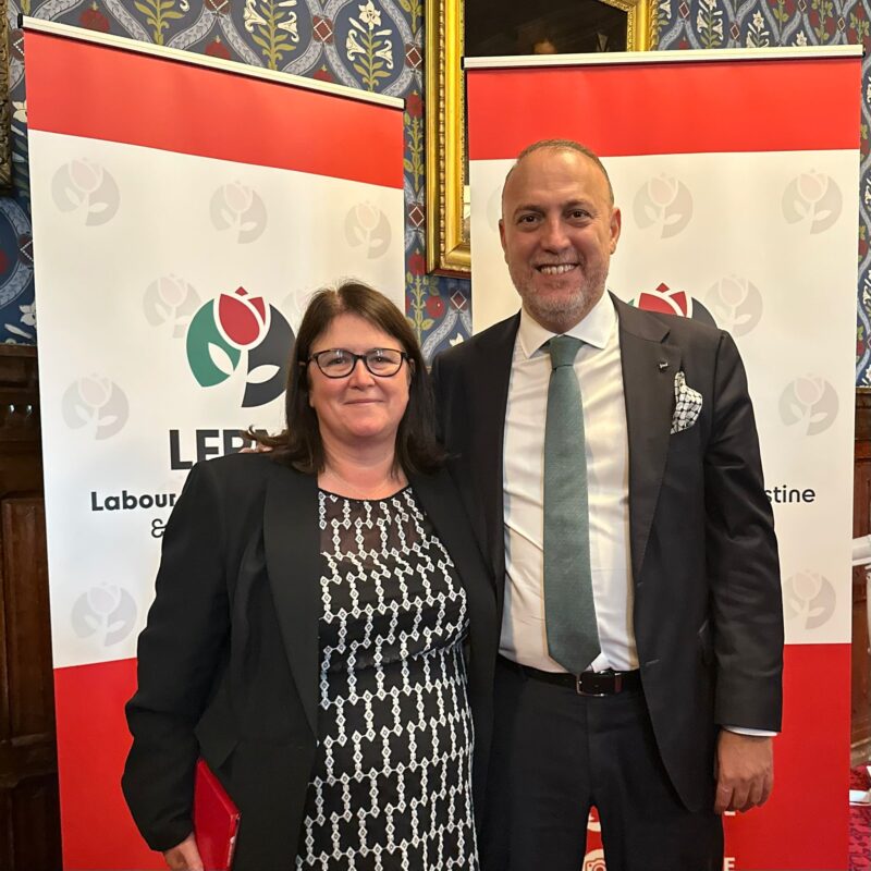 Rachel Hopkins MP with Husam Zomlot, Palestinian Ambassador to the UK