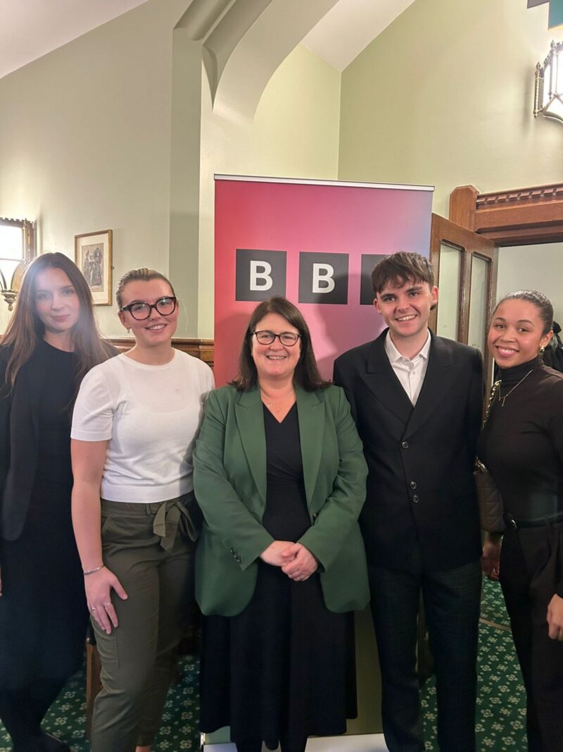 Rachel Hopkins MP with BBC Apprentices from the Three Counties area