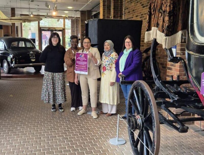 Rachel Hopkins MP with Cllrs Amy Nicholls, Charmaine Isles, Javeria Hussain, and Shahanara Naser