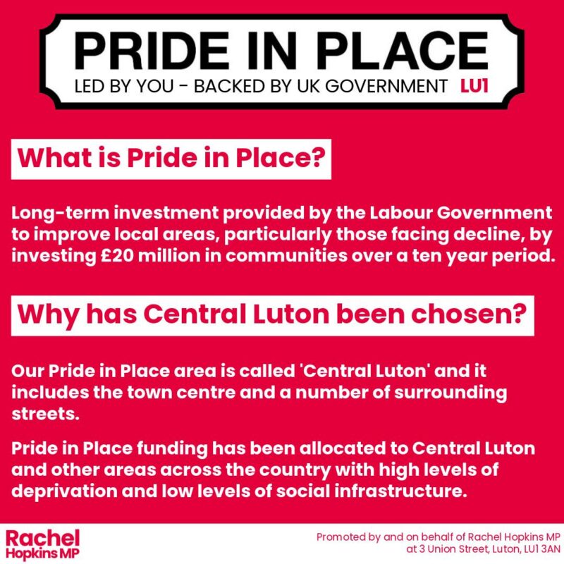 FAQs about Pride in Place funding for Central Luton