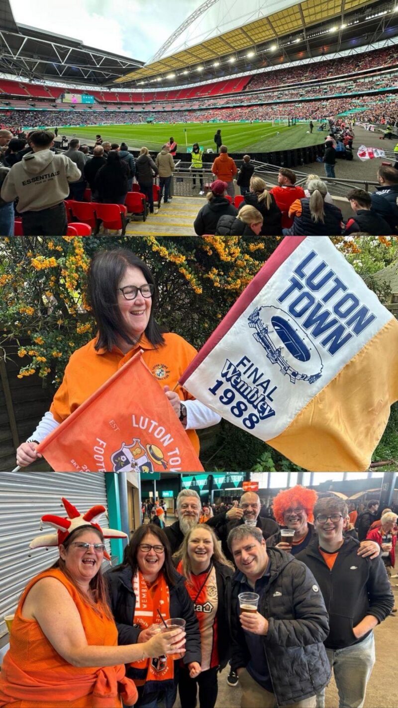 Rachel Hopkins MP watching Luton at Wembley