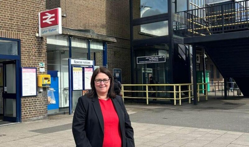 Rachel Hopkins MP at Luton Station