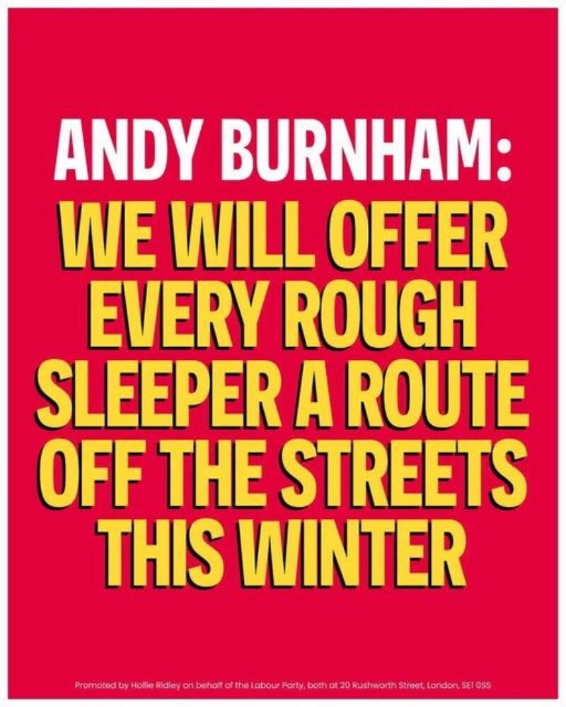 Andy Burnham: We will offer every rough sleeper a route off the streets this winter.